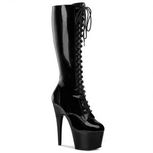 Pleaser Size 7 Adore 2023 knee high 7” boots patent black